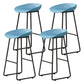 Contemporary Bucket Counter Bar Stool Armless Plastic Bar Stool with Footrest, Iron Base Blue 4 Piece Set Bar Stool(30"H) Clearhalo 'Bar Furniture' 'Bar Stools' 'bar_stools' 'furn' 'furn_bar_stools' 'furniture_bar_stools' 'Kitchen & Dining Furniture' 'kitchen&dining_furn' 'kitchen' 'kitchen_furn' Furniture' 4259084