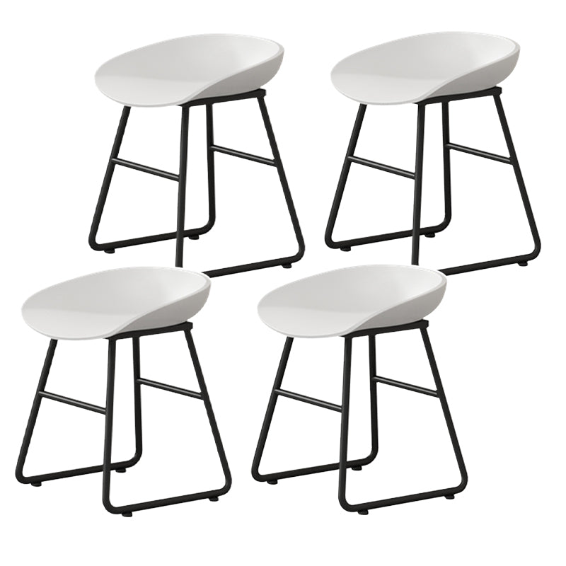 Contemporary Bucket Counter Bar Stool Armless Plastic Bar Stool with Footrest, Iron Base White 4 Piece Set Short Stool(18"H) Clearhalo 'Bar Furniture' 'Bar Stools' 'bar_stools' 'furn' 'furn_bar_stools' 'furniture_bar_stools' 'Kitchen & Dining Furniture' 'kitchen&dining_furn' 'kitchen' 'kitchen_furn' Furniture' 4259085