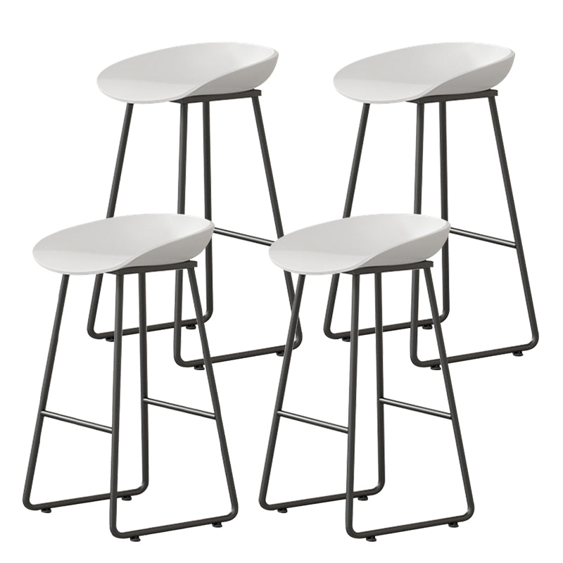 Contemporary Bucket Counter Bar Stool Armless Plastic Bar Stool with Footrest, Iron Base White 4 Piece Set Counter Stool(26"H) Clearhalo 'Bar Furniture' 'Bar Stools' 'bar_stools' 'furn' 'furn_bar_stools' 'furniture_bar_stools' 'Kitchen & Dining Furniture' 'kitchen&dining_furn' 'kitchen' 'kitchen_furn' Furniture' 4259086