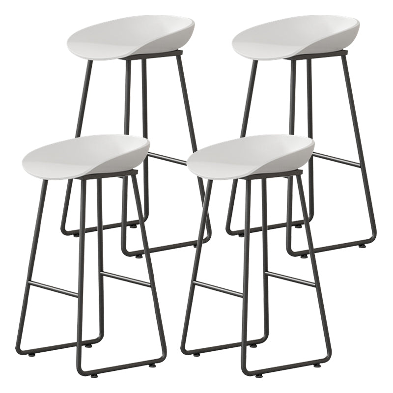 Contemporary Bucket Counter Bar Stool Armless Plastic Bar Stool with Footrest, Iron Base White 4 Piece Set Bar Stool(30"H) Clearhalo 'Bar Furniture' 'Bar Stools' 'bar_stools' 'furn' 'furn_bar_stools' 'furniture_bar_stools' 'Kitchen & Dining Furniture' 'kitchen&dining_furn' 'kitchen' 'kitchen_furn' Furniture' 4259087