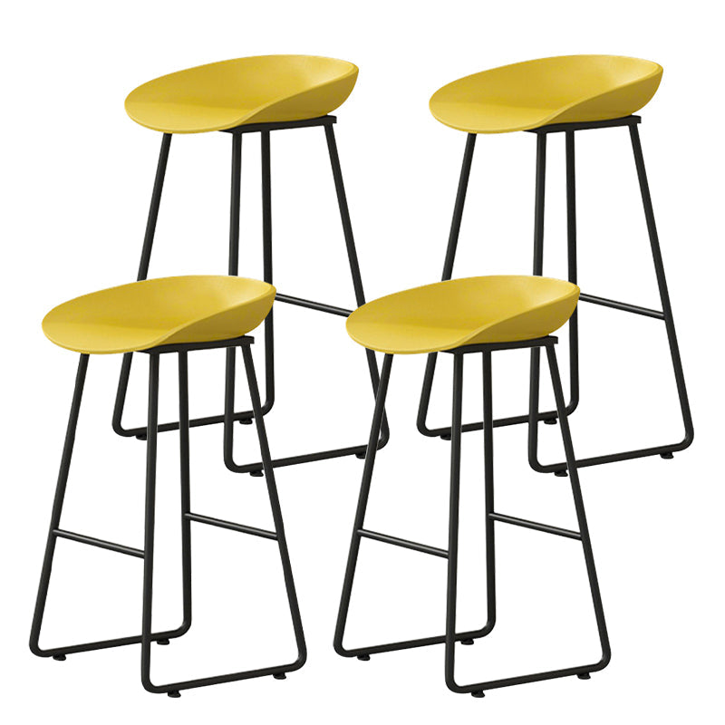 Contemporary Bucket Counter Bar Stool Armless Plastic Bar Stool with Footrest, Iron Base Yellow 4 Piece Set Counter Stool(26"H) Clearhalo 'Bar Furniture' 'Bar Stools' 'bar_stools' 'furn' 'furn_bar_stools' 'furniture_bar_stools' 'Kitchen & Dining Furniture' 'kitchen&dining_furn' 'kitchen' 'kitchen_furn' Furniture' 4259089
