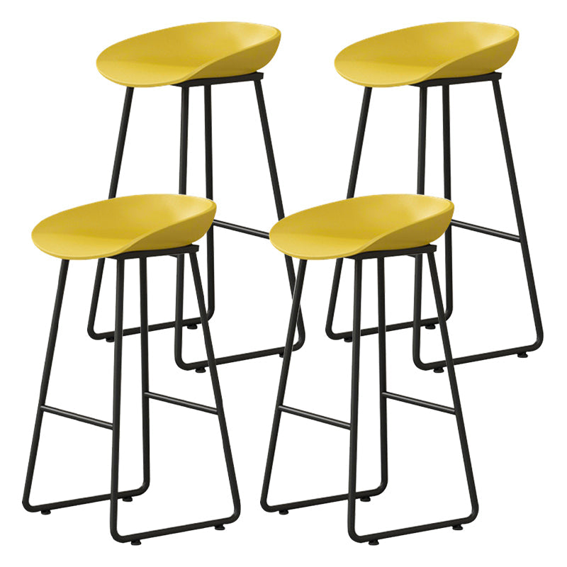 Contemporary Bucket Counter Bar Stool Armless Plastic Bar Stool with Footrest, Iron Base Yellow 4 Piece Set Bar Stool(30"H) Clearhalo 'Bar Furniture' 'Bar Stools' 'bar_stools' 'furn' 'furn_bar_stools' 'furniture_bar_stools' 'Kitchen & Dining Furniture' 'kitchen&dining_furn' 'kitchen' 'kitchen_furn' Furniture' 4259090