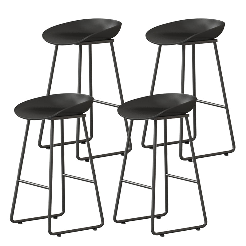 Contemporary Bucket Counter Bar Stool Armless Plastic Bar Stool with Footrest, Iron Base Black 4 Piece Set Counter Stool(26"H) Clearhalo 'Bar Furniture' 'Bar Stools' 'bar_stools' 'furn' 'furn_bar_stools' 'furniture_bar_stools' 'Kitchen & Dining Furniture' 'kitchen&dining_furn' 'kitchen' 'kitchen_furn' Furniture' 4259092