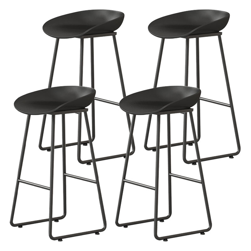 Contemporary Bucket Counter Bar Stool Armless Plastic Bar Stool with Footrest, Iron Base Black 4 Piece Set Bar Stool(30"H) Clearhalo 'Bar Furniture' 'Bar Stools' 'bar_stools' 'furn' 'furn_bar_stools' 'furniture_bar_stools' 'Kitchen & Dining Furniture' 'kitchen&dining_furn' 'kitchen' 'kitchen_furn' Furniture' 4259093