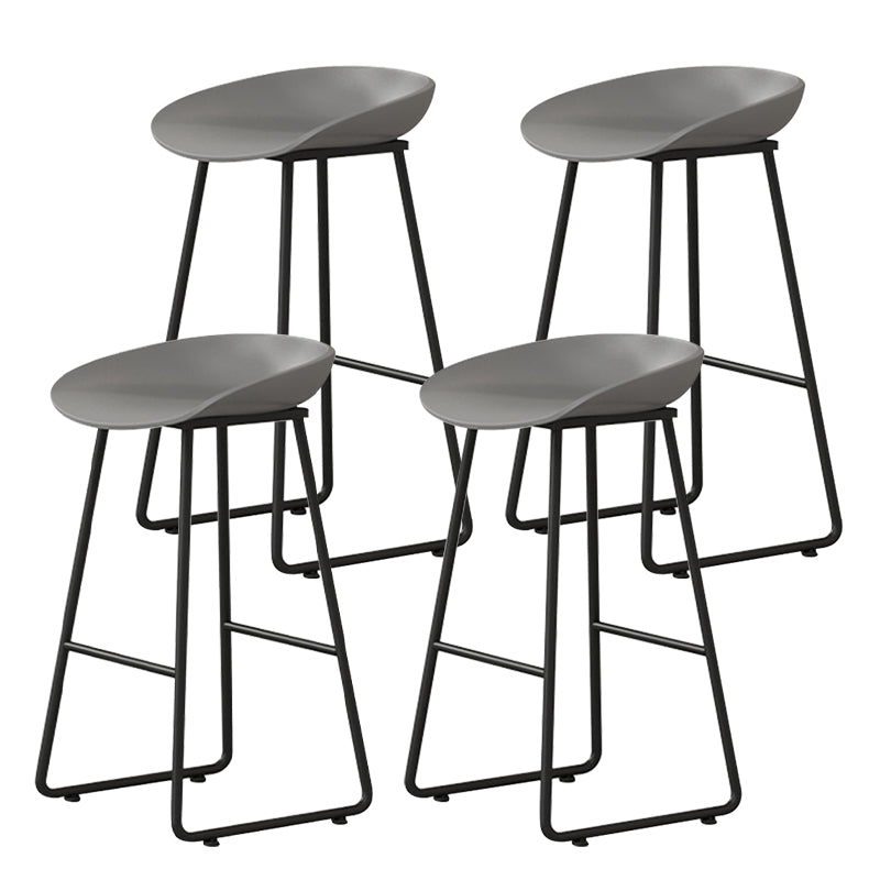 Contemporary Bucket Counter Bar Stool Armless Plastic Bar Stool with Footrest, Iron Base Gray 4 Piece Set Counter Stool(26"H) Clearhalo 'Bar Furniture' 'Bar Stools' 'bar_stools' 'furn' 'furn_bar_stools' 'furniture_bar_stools' 'Kitchen & Dining Furniture' 'kitchen&dining_furn' 'kitchen' 'kitchen_furn' Furniture' 4259095