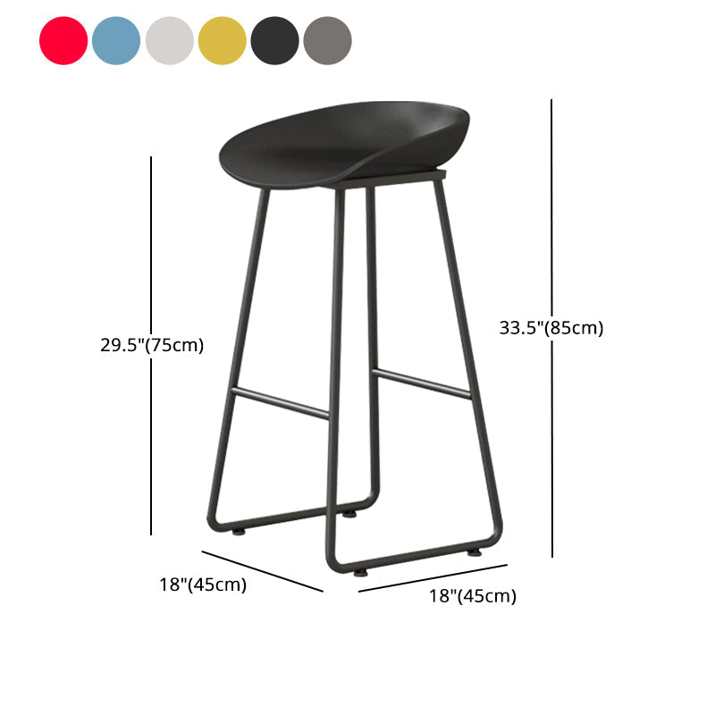 Contemporary Bucket Counter Bar Stool Armless Plastic Bar Stool with Footrest, Iron Base Clearhalo 'Bar Furniture' 'Bar Stools' 'bar_stools' 'furn' 'furn_bar_stools' 'furniture_bar_stools' 'Kitchen & Dining Furniture' 'kitchen&dining_furn' 'kitchen' 'kitchen_furn' Furniture' 4259099