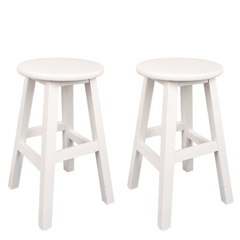 Modern Armless Backless Counter Stool Wood Household Bar Stool with Pedal White 2 Piece Set Short Stool(18"H) Clearhalo 'Bar Furniture' 'Bar Stools' 'bar_stools' 'furn' 'furn_bar_stools' 'furniture_bar_stools' 'Kitchen & Dining Furniture' 'kitchen&dining_furn' 'kitchen' 'kitchen_furn' Furniture' 4259126