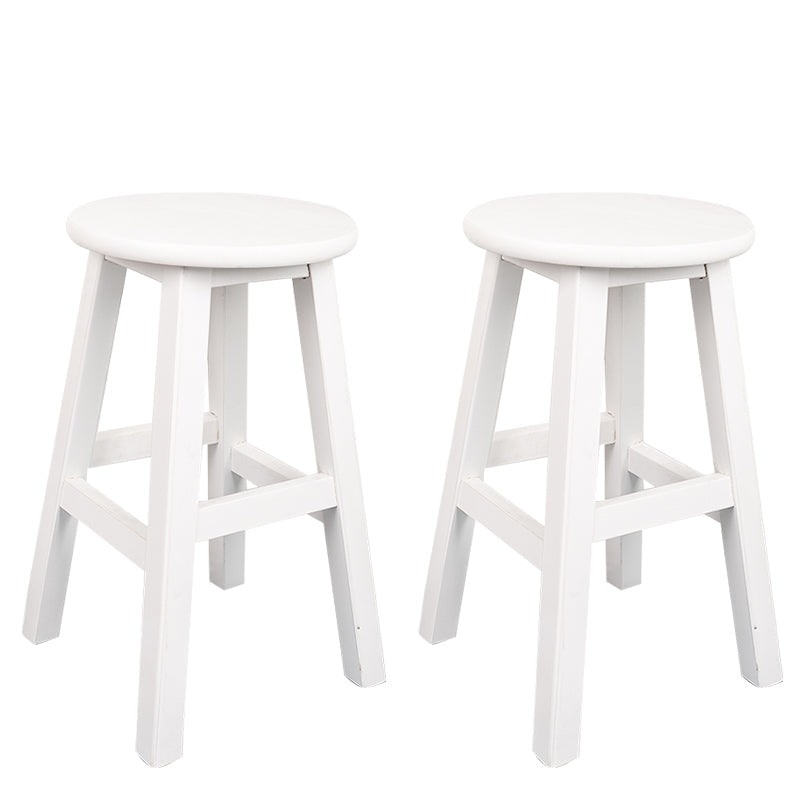 Modern Armless Backless Counter Stool Wood Household Bar Stool with Pedal White 2 Piece Set Short Stool(20"H) Clearhalo 'Bar Furniture' 'Bar Stools' 'bar_stools' 'furn' 'furn_bar_stools' 'furniture_bar_stools' 'Kitchen & Dining Furniture' 'kitchen&dining_furn' 'kitchen' 'kitchen_furn' Furniture' 4259127