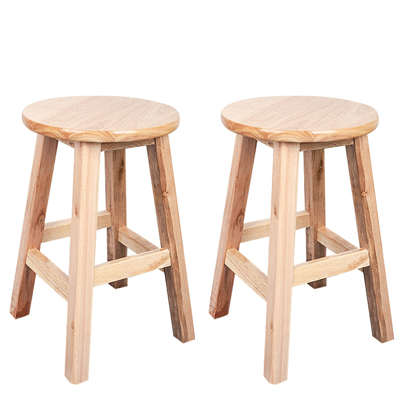 Modern Armless Backless Counter Stool Wood Household Bar Stool with Pedal Natural 2 Piece Set Short Stool(18"H) Clearhalo 'Bar Furniture' 'Bar Stools' 'bar_stools' 'furn' 'furn_bar_stools' 'furniture_bar_stools' 'Kitchen & Dining Furniture' 'kitchen&dining_furn' 'kitchen' 'kitchen_furn' Furniture' 4259131