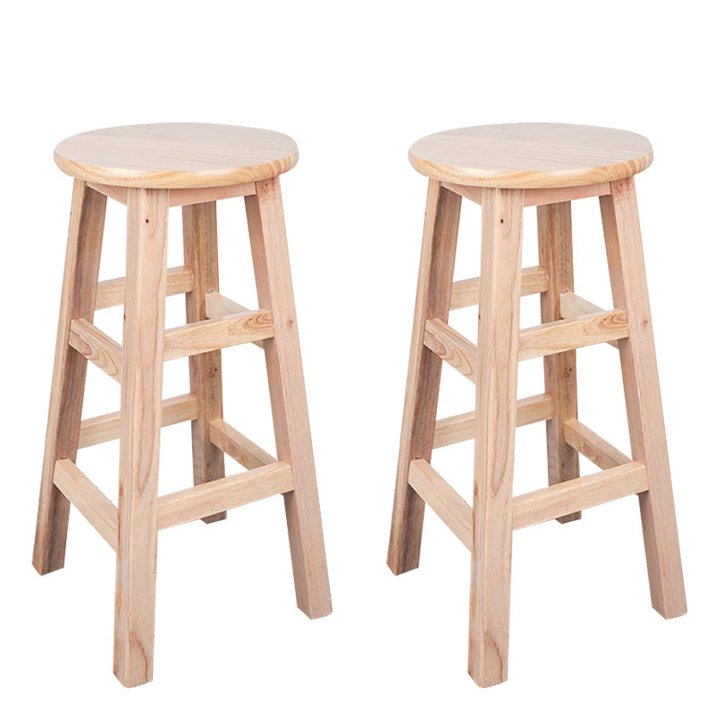 Modern Armless Backless Counter Stool Wood Household Bar Stool with Pedal Natural 2 Piece Set Counter Stool (24"H) Clearhalo 'Bar Furniture' 'Bar Stools' 'bar_stools' 'furn' 'furn_bar_stools' 'furniture_bar_stools' 'Kitchen & Dining Furniture' 'kitchen&dining_furn' 'kitchen' 'kitchen_furn' Furniture' 4259133