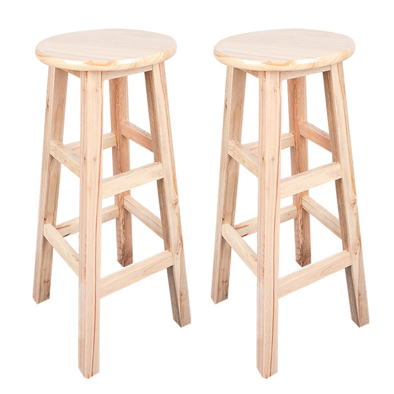 Modern Armless Backless Counter Stool Wood Household Bar Stool with Pedal Natural 2 Piece Set Bar Stool (28" H) Clearhalo 'Bar Furniture' 'Bar Stools' 'bar_stools' 'furn' 'furn_bar_stools' 'furniture_bar_stools' 'Kitchen & Dining Furniture' 'kitchen&dining_furn' 'kitchen' 'kitchen_furn' Furniture' 4259134