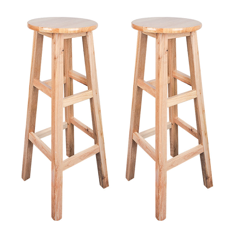 Modern Armless Backless Counter Stool Wood Household Bar Stool with Pedal Natural 2 Piece Set Bar Stool(31"H) Clearhalo 'Bar Furniture' 'Bar Stools' 'bar_stools' 'furn' 'furn_bar_stools' 'furniture_bar_stools' 'Kitchen & Dining Furniture' 'kitchen&dining_furn' 'kitchen' 'kitchen_furn' Furniture' 4259135