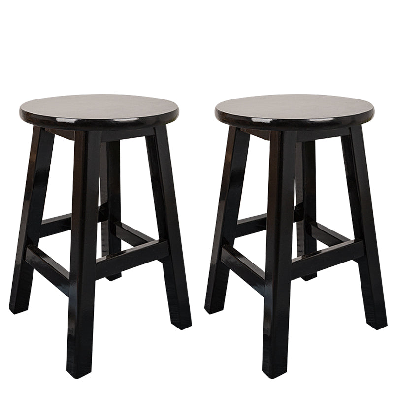 Modern Armless Backless Counter Stool Wood Household Bar Stool with Pedal Black 2 Piece Set Short Stool(18"H) Clearhalo 'Bar Furniture' 'Bar Stools' 'bar_stools' 'furn' 'furn_bar_stools' 'furniture_bar_stools' 'Kitchen & Dining Furniture' 'kitchen&dining_furn' 'kitchen' 'kitchen_furn' Furniture' 4259136