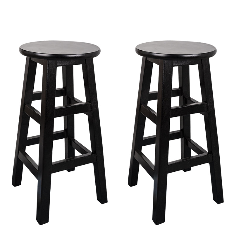 Modern Armless Backless Counter Stool Wood Household Bar Stool with Pedal Black 2 Piece Set Counter Stool (24"H) Clearhalo 'Bar Furniture' 'Bar Stools' 'bar_stools' 'furn' 'furn_bar_stools' 'furniture_bar_stools' 'Kitchen & Dining Furniture' 'kitchen&dining_furn' 'kitchen' 'kitchen_furn' Furniture' 4259138