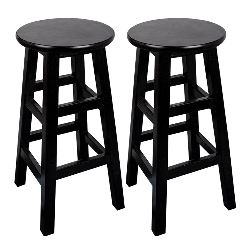 Modern Armless Backless Counter Stool Wood Household Bar Stool with Pedal Black 2 Piece Set Bar Stool (28" H) Clearhalo 'Bar Furniture' 'Bar Stools' 'bar_stools' 'furn' 'furn_bar_stools' 'furniture_bar_stools' 'Kitchen & Dining Furniture' 'kitchen&dining_furn' 'kitchen' 'kitchen_furn' Furniture' 4259139