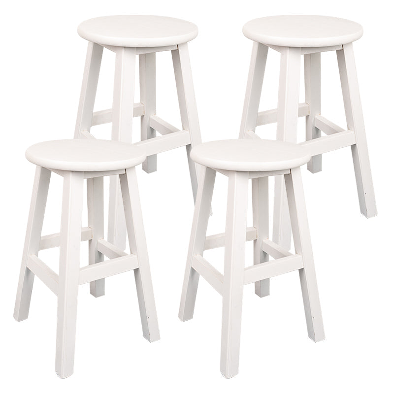 Modern Armless Backless Counter Stool Wood Household Bar Stool with Pedal White 4 Piece Set Short Stool(18"H) Clearhalo 'Bar Furniture' 'Bar Stools' 'bar_stools' 'furn' 'furn_bar_stools' 'furniture_bar_stools' 'Kitchen & Dining Furniture' 'kitchen&dining_furn' 'kitchen' 'kitchen_furn' Furniture' 4259141