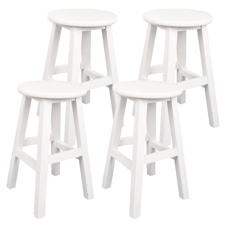 Modern Armless Backless Counter Stool Wood Household Bar Stool with Pedal White 4 Piece Set Short Stool(20"H) Clearhalo 'Bar Furniture' 'Bar Stools' 'bar_stools' 'furn' 'furn_bar_stools' 'furniture_bar_stools' 'Kitchen & Dining Furniture' 'kitchen&dining_furn' 'kitchen' 'kitchen_furn' Furniture' 4259142