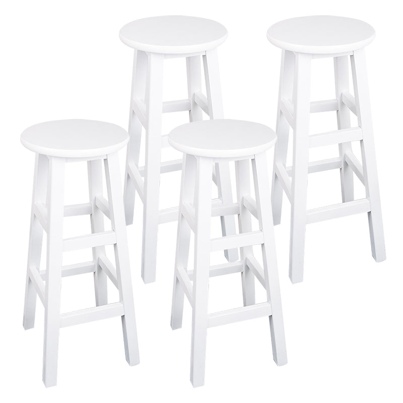 Modern Armless Backless Counter Stool Wood Household Bar Stool with Pedal White 4 Piece Set Bar Stool (28" H) Clearhalo 'Bar Furniture' 'Bar Stools' 'bar_stools' 'furn' 'furn_bar_stools' 'furniture_bar_stools' 'Kitchen & Dining Furniture' 'kitchen&dining_furn' 'kitchen' 'kitchen_furn' Furniture' 4259144