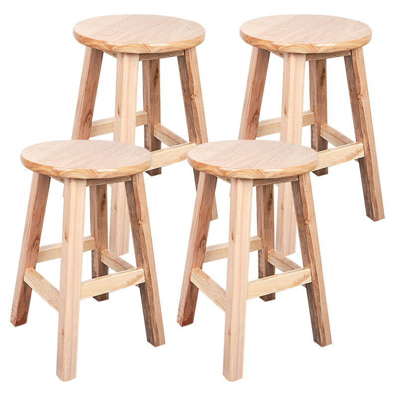 Modern Armless Backless Counter Stool Wood Household Bar Stool with Pedal Natural 4 Piece Set Short Stool(18"H) Clearhalo 'Bar Furniture' 'Bar Stools' 'bar_stools' 'furn' 'furn_bar_stools' 'furniture_bar_stools' 'Kitchen & Dining Furniture' 'kitchen&dining_furn' 'kitchen' 'kitchen_furn' Furniture' 4259146
