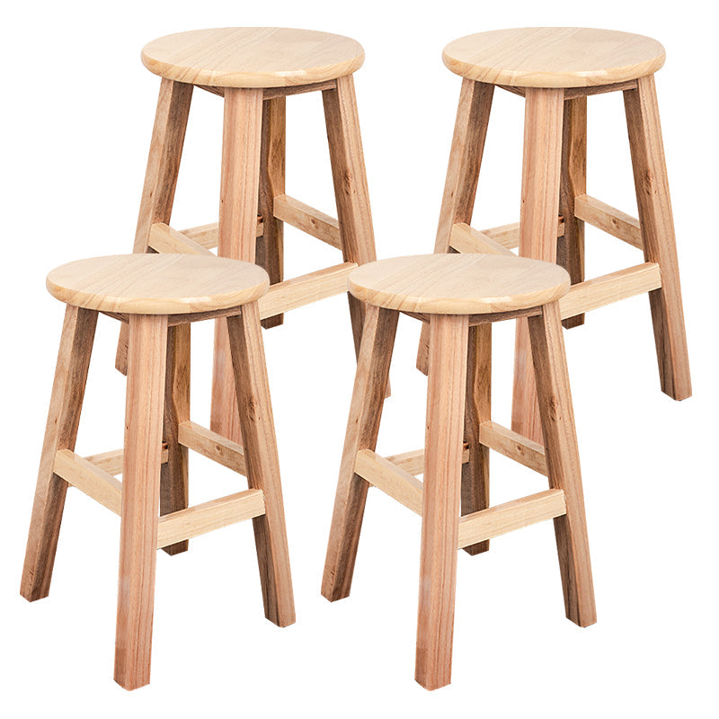 Modern Armless Backless Counter Stool Wood Household Bar Stool with Pedal Natural 4 Piece Set Short Stool(20"H) Clearhalo 'Bar Furniture' 'Bar Stools' 'bar_stools' 'furn' 'furn_bar_stools' 'furniture_bar_stools' 'Kitchen & Dining Furniture' 'kitchen&dining_furn' 'kitchen' 'kitchen_furn' Furniture' 4259147