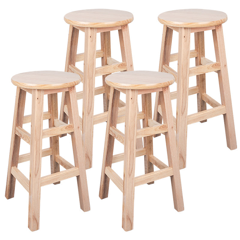 Modern Armless Backless Counter Stool Wood Household Bar Stool with Pedal Natural 4 Piece Set Counter Stool (24"H) Clearhalo 'Bar Furniture' 'Bar Stools' 'bar_stools' 'furn' 'furn_bar_stools' 'furniture_bar_stools' 'Kitchen & Dining Furniture' 'kitchen&dining_furn' 'kitchen' 'kitchen_furn' Furniture' 4259148