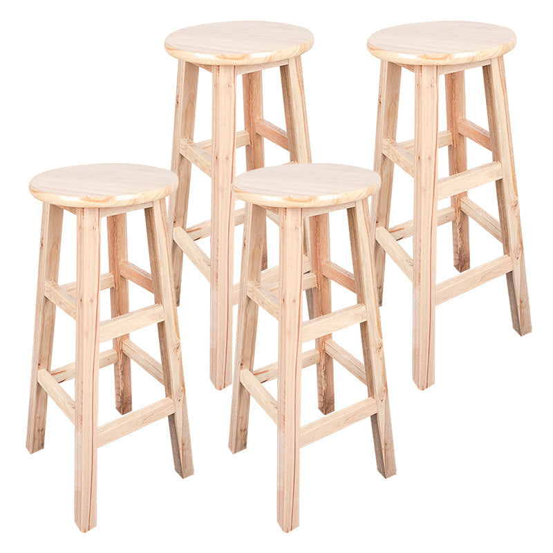Modern Armless Backless Counter Stool Wood Household Bar Stool with Pedal Natural 4 Piece Set Bar Stool (28" H) Clearhalo 'Bar Furniture' 'Bar Stools' 'bar_stools' 'furn' 'furn_bar_stools' 'furniture_bar_stools' 'Kitchen & Dining Furniture' 'kitchen&dining_furn' 'kitchen' 'kitchen_furn' Furniture' 4259149