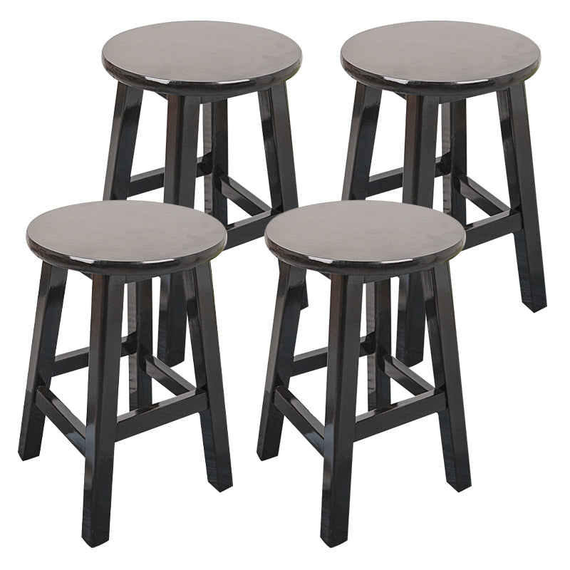 Modern Armless Backless Counter Stool Wood Household Bar Stool with Pedal Black 4 Piece Set Short Stool(20"H) Clearhalo 'Bar Furniture' 'Bar Stools' 'bar_stools' 'furn' 'furn_bar_stools' 'furniture_bar_stools' 'Kitchen & Dining Furniture' 'kitchen&dining_furn' 'kitchen' 'kitchen_furn' Furniture' 4259152
