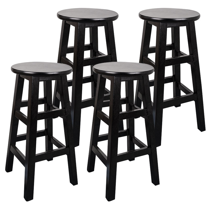 Modern Armless Backless Counter Stool Wood Household Bar Stool with Pedal Black 4 Piece Set Counter Stool (24"H) Clearhalo 'Bar Furniture' 'Bar Stools' 'bar_stools' 'furn' 'furn_bar_stools' 'furniture_bar_stools' 'Kitchen & Dining Furniture' 'kitchen&dining_furn' 'kitchen' 'kitchen_furn' Furniture' 4259153