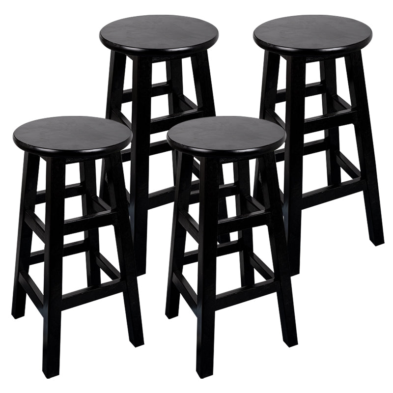 Modern Armless Backless Counter Stool Wood Household Bar Stool with Pedal Black 4 Piece Set Bar Stool (28" H) Clearhalo 'Bar Furniture' 'Bar Stools' 'bar_stools' 'furn' 'furn_bar_stools' 'furniture_bar_stools' 'Kitchen & Dining Furniture' 'kitchen&dining_furn' 'kitchen' 'kitchen_furn' Furniture' 4259154