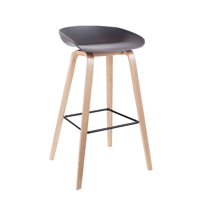 Contemporary Bucket Counter Bar Stool Armless Plastic Bar Stool with Footrest Gray 1 Piece Wood Clearhalo 'Bar Furniture' 'Bar Stools' 'bar_stools' 'furn' 'furn_bar_stools' 'furniture_bar_stools' 'Kitchen & Dining Furniture' 'kitchen&dining_furn' 'kitchen' 'kitchen_furn' Furniture' 4259183