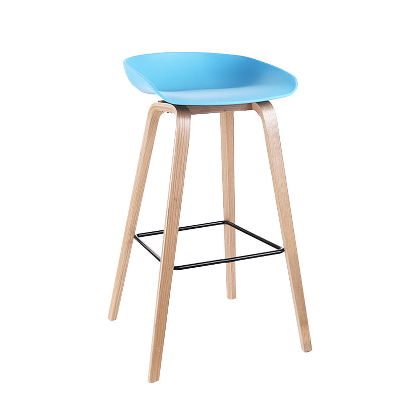 Contemporary Bucket Counter Bar Stool Armless Plastic Bar Stool with Footrest Blue 1 Piece Wood Clearhalo 'Bar Furniture' 'Bar Stools' 'bar_stools' 'furn' 'furn_bar_stools' 'furniture_bar_stools' 'Kitchen & Dining Furniture' 'kitchen&dining_furn' 'kitchen' 'kitchen_furn' Furniture' 4259184