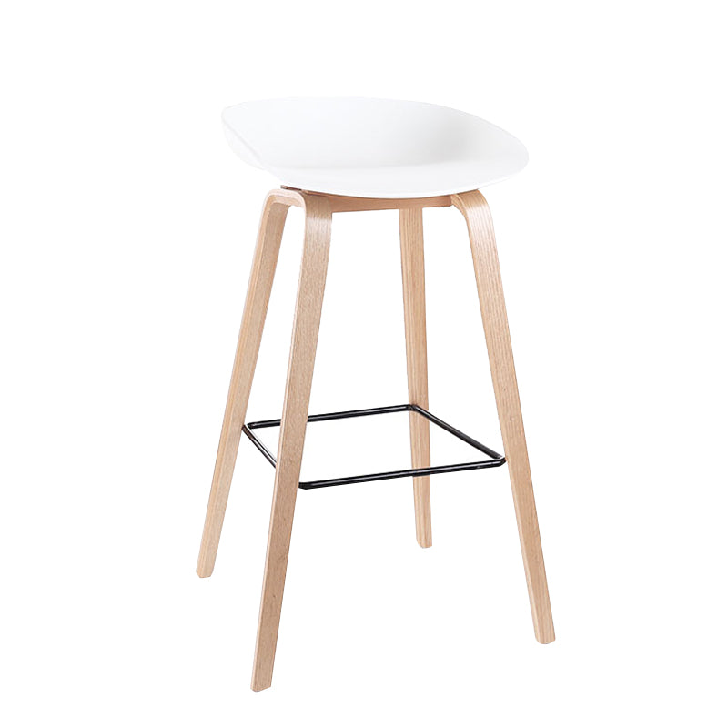 Contemporary Bucket Counter Bar Stool Armless Plastic Bar Stool with Footrest White 1 Piece Wood Clearhalo 'Bar Furniture' 'Bar Stools' 'bar_stools' 'furn' 'furn_bar_stools' 'furniture_bar_stools' 'Kitchen & Dining Furniture' 'kitchen&dining_furn' 'kitchen' 'kitchen_furn' Furniture' 4259188