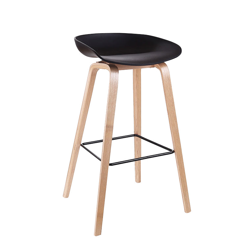 Contemporary Bucket Counter Bar Stool Armless Plastic Bar Stool with Footrest Black 1 Piece Wood Clearhalo 'Bar Furniture' 'Bar Stools' 'bar_stools' 'furn' 'furn_bar_stools' 'furniture_bar_stools' 'Kitchen & Dining Furniture' 'kitchen&dining_furn' 'kitchen' 'kitchen_furn' Furniture' 4259190