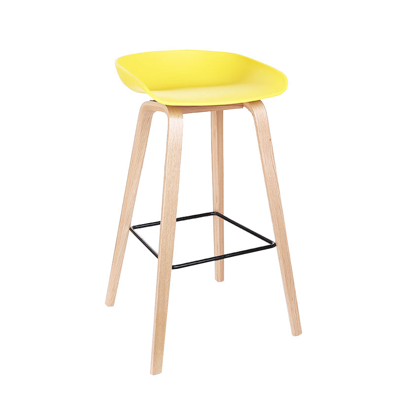 Contemporary Bucket Counter Bar Stool Armless Plastic Bar Stool with Footrest Yellow 1 Piece Wood Clearhalo 'Bar Furniture' 'Bar Stools' 'bar_stools' 'furn' 'furn_bar_stools' 'furniture_bar_stools' 'Kitchen & Dining Furniture' 'kitchen&dining_furn' 'kitchen' 'kitchen_furn' Furniture' 4259192