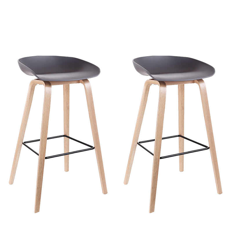 Contemporary Bucket Counter Bar Stool Armless Plastic Bar Stool with Footrest Gray 2 Piece Set Wood Clearhalo 'Bar Furniture' 'Bar Stools' 'bar_stools' 'furn' 'furn_bar_stools' 'furniture_bar_stools' 'Kitchen & Dining Furniture' 'kitchen&dining_furn' 'kitchen' 'kitchen_furn' Furniture' 4259203
