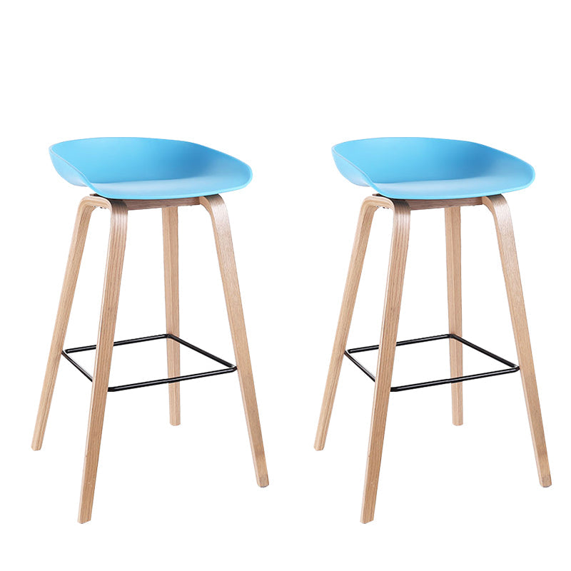 Contemporary Bucket Counter Bar Stool Armless Plastic Bar Stool with Footrest Blue 2 Piece Set Wood Clearhalo 'Bar Furniture' 'Bar Stools' 'bar_stools' 'furn' 'furn_bar_stools' 'furniture_bar_stools' 'Kitchen & Dining Furniture' 'kitchen&dining_furn' 'kitchen' 'kitchen_furn' Furniture' 4259204