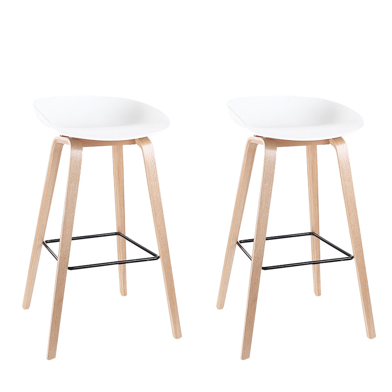 Contemporary Bucket Counter Bar Stool Armless Plastic Bar Stool with Footrest White 2 Piece Set Wood Clearhalo 'Bar Furniture' 'Bar Stools' 'bar_stools' 'furn' 'furn_bar_stools' 'furniture_bar_stools' 'Kitchen & Dining Furniture' 'kitchen&dining_furn' 'kitchen' 'kitchen_furn' Furniture' 4259206