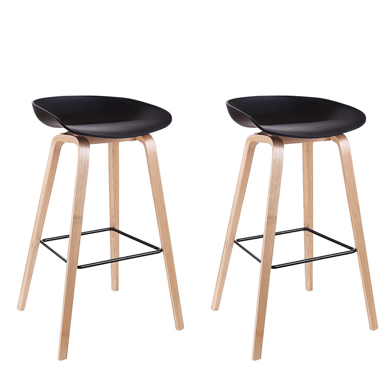 Contemporary Bucket Counter Bar Stool Armless Plastic Bar Stool with Footrest Black 2 Piece Set Wood Clearhalo 'Bar Furniture' 'Bar Stools' 'bar_stools' 'furn' 'furn_bar_stools' 'furniture_bar_stools' 'Kitchen & Dining Furniture' 'kitchen&dining_furn' 'kitchen' 'kitchen_furn' Furniture' 4259207