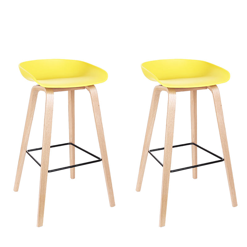 Contemporary Bucket Counter Bar Stool Armless Plastic Bar Stool with Footrest Yellow 2 Piece Set Wood Clearhalo 'Bar Furniture' 'Bar Stools' 'bar_stools' 'furn' 'furn_bar_stools' 'furniture_bar_stools' 'Kitchen & Dining Furniture' 'kitchen&dining_furn' 'kitchen' 'kitchen_furn' Furniture' 4259208