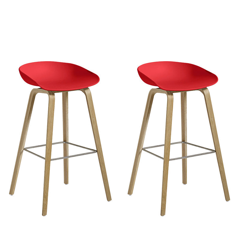 Contemporary Bucket Counter Bar Stool Armless Plastic Bar Stool with Footrest Red 2 Piece Set Iron Clearhalo 'Bar Furniture' 'Bar Stools' 'bar_stools' 'furn' 'furn_bar_stools' 'furniture_bar_stools' 'Kitchen & Dining Furniture' 'kitchen&dining_furn' 'kitchen' 'kitchen_furn' Furniture' 4259210