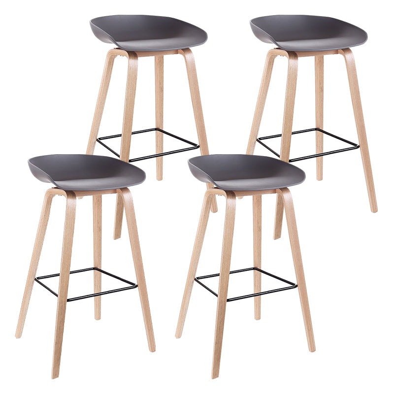 Contemporary Bucket Counter Bar Stool Armless Plastic Bar Stool with Footrest Gray 4 Piece Set Wood Clearhalo 'Bar Furniture' 'Bar Stools' 'bar_stools' 'furn' 'furn_bar_stools' 'furniture_bar_stools' 'Kitchen & Dining Furniture' 'kitchen&dining_furn' 'kitchen' 'kitchen_furn' Furniture' 4259215