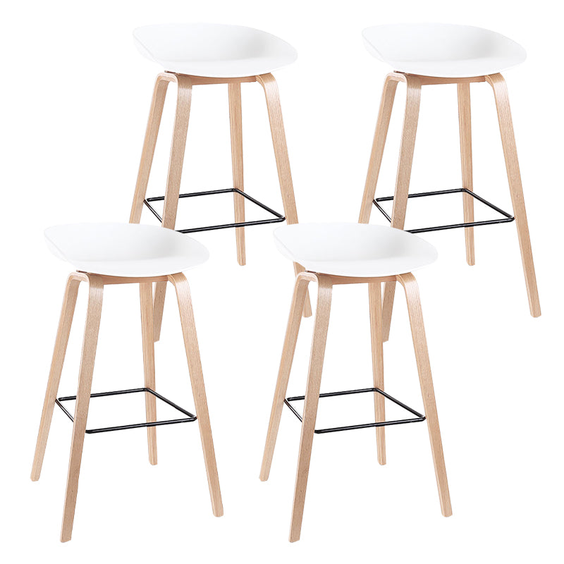 Contemporary Bucket Counter Bar Stool Armless Plastic Bar Stool with Footrest White 4 Piece Set Wood Clearhalo 'Bar Furniture' 'Bar Stools' 'bar_stools' 'furn' 'furn_bar_stools' 'furniture_bar_stools' 'Kitchen & Dining Furniture' 'kitchen&dining_furn' 'kitchen' 'kitchen_furn' Furniture' 4259218
