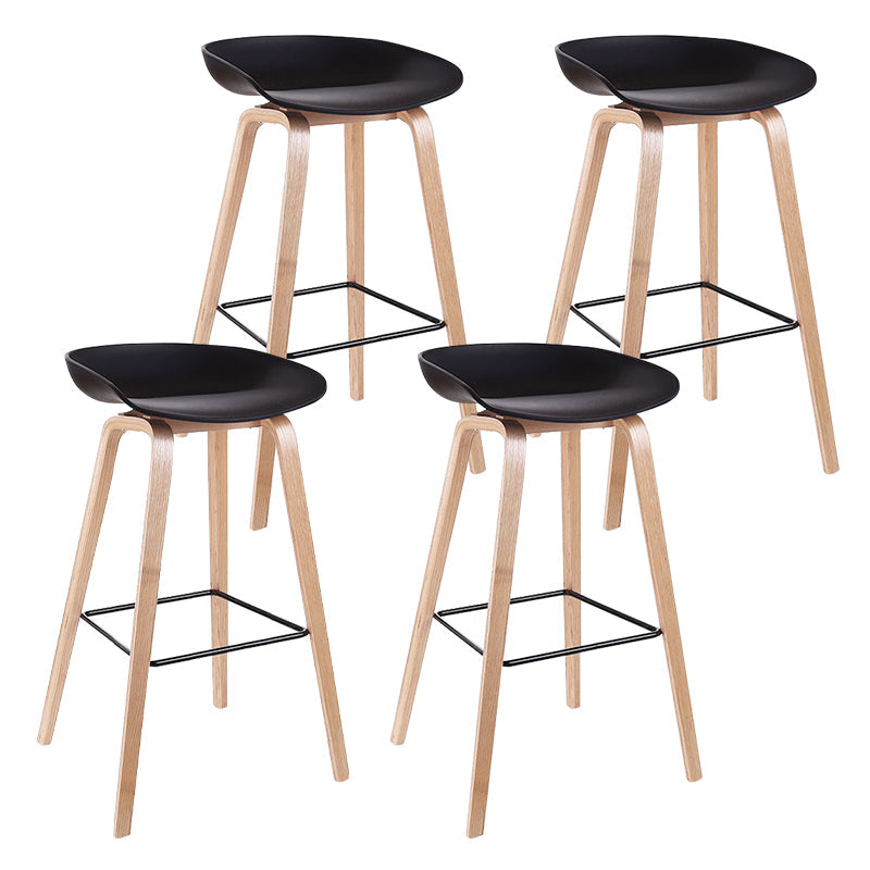 Contemporary Bucket Counter Bar Stool Armless Plastic Bar Stool with Footrest Black 4 Piece Set Wood Clearhalo 'Bar Furniture' 'Bar Stools' 'bar_stools' 'furn' 'furn_bar_stools' 'furniture_bar_stools' 'Kitchen & Dining Furniture' 'kitchen&dining_furn' 'kitchen' 'kitchen_furn' Furniture' 4259219