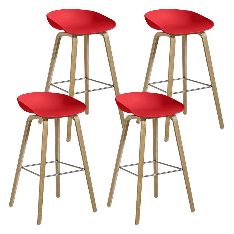 Contemporary Bucket Counter Bar Stool Armless Plastic Bar Stool with Footrest Red 4 Piece Set Iron Clearhalo 'Bar Furniture' 'Bar Stools' 'bar_stools' 'furn' 'furn_bar_stools' 'furniture_bar_stools' 'Kitchen & Dining Furniture' 'kitchen&dining_furn' 'kitchen' 'kitchen_furn' Furniture' 4259222