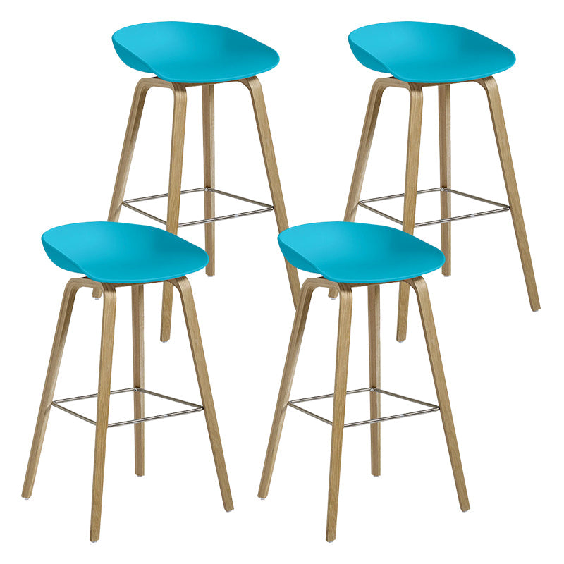 Contemporary Bucket Counter Bar Stool Armless Plastic Bar Stool with Footrest Blue 4 Piece Set Iron Clearhalo 'Bar Furniture' 'Bar Stools' 'bar_stools' 'furn' 'furn_bar_stools' 'furniture_bar_stools' 'Kitchen & Dining Furniture' 'kitchen&dining_furn' 'kitchen' 'kitchen_furn' Furniture' 4259223