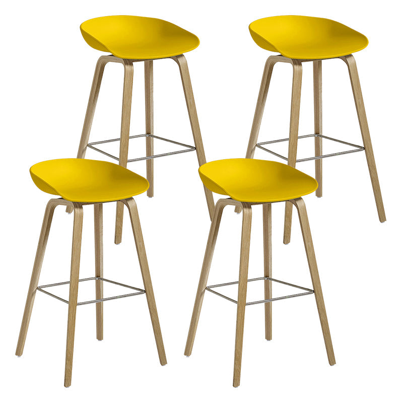 Contemporary Bucket Counter Bar Stool Armless Plastic Bar Stool with Footrest Yellow 4 Piece Set Iron Clearhalo 'Bar Furniture' 'Bar Stools' 'bar_stools' 'furn' 'furn_bar_stools' 'furniture_bar_stools' 'Kitchen & Dining Furniture' 'kitchen&dining_furn' 'kitchen' 'kitchen_furn' Furniture' 4259224