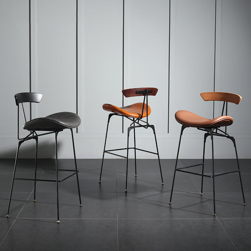 Modern Armless Backrest Counter Stool Iron Milk Tea Shop Bar Stool with Cushion and Pedal Clearhalo 'Bar Furniture' 'Bar Stools' 'bar_stools' 'furn' 'furn_bar_stools' 'furniture_bar_stools' 'Kitchen & Dining Furniture' 'kitchen&dining_furn' 'kitchen' 'kitchen_furn' Furniture' 4259228