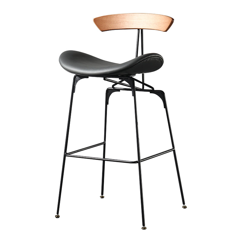 Modern Armless Backrest Counter Stool Iron Milk Tea Shop Bar Stool with Cushion and Pedal Silver Gray 1 Piece Clearhalo 'Bar Furniture' 'Bar Stools' 'bar_stools' 'furn' 'furn_bar_stools' 'furniture_bar_stools' 'Kitchen & Dining Furniture' 'kitchen&dining_furn' 'kitchen' 'kitchen_furn' Furniture' 4259229
