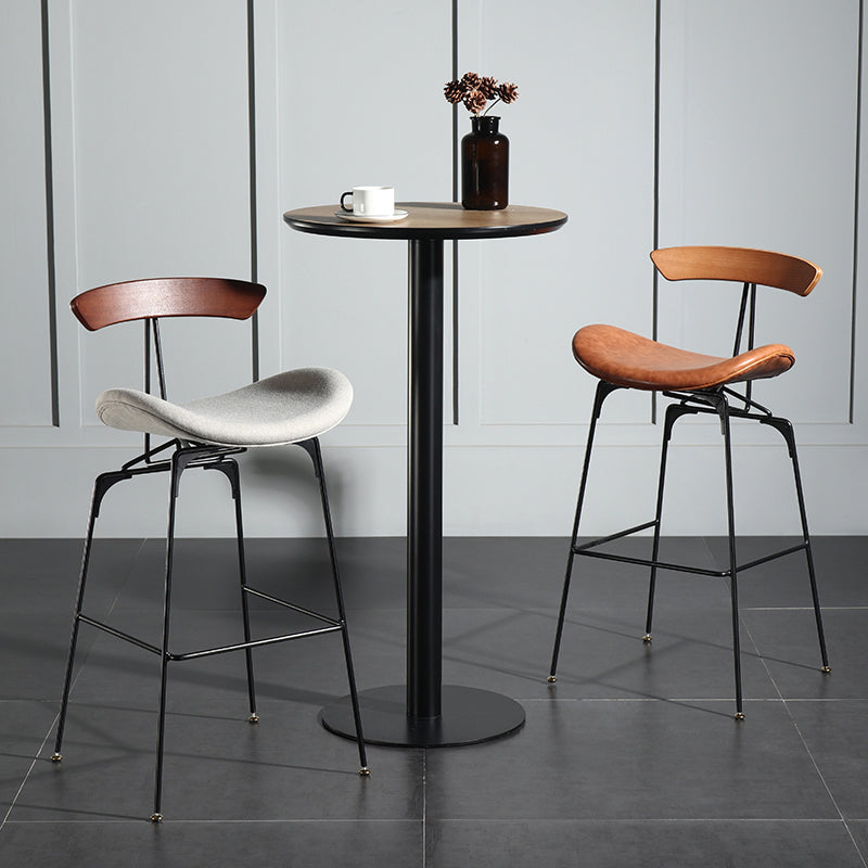 Modern Armless Backrest Counter Stool Iron Milk Tea Shop Bar Stool with Cushion and Pedal Clearhalo 'Bar Furniture' 'Bar Stools' 'bar_stools' 'furn' 'furn_bar_stools' 'furniture_bar_stools' 'Kitchen & Dining Furniture' 'kitchen&dining_furn' 'kitchen' 'kitchen_furn' Furniture' 4259230
