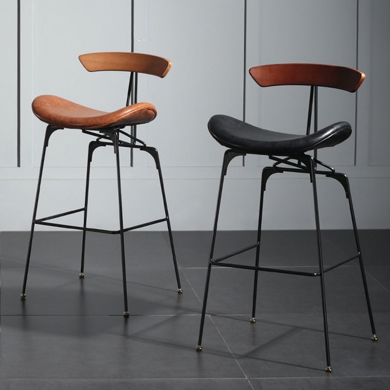 Modern Armless Backrest Counter Stool Iron Milk Tea Shop Bar Stool with Cushion and Pedal Clearhalo 'Bar Furniture' 'Bar Stools' 'bar_stools' 'furn' 'furn_bar_stools' 'furniture_bar_stools' 'Kitchen & Dining Furniture' 'kitchen&dining_furn' 'kitchen' 'kitchen_furn' Furniture' 4259233